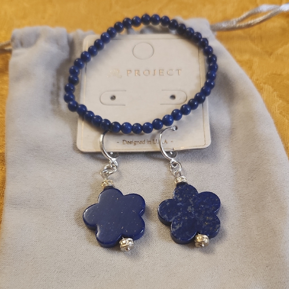 Y/Project Lapis Blue Beaded Bracelet And Earrings Set